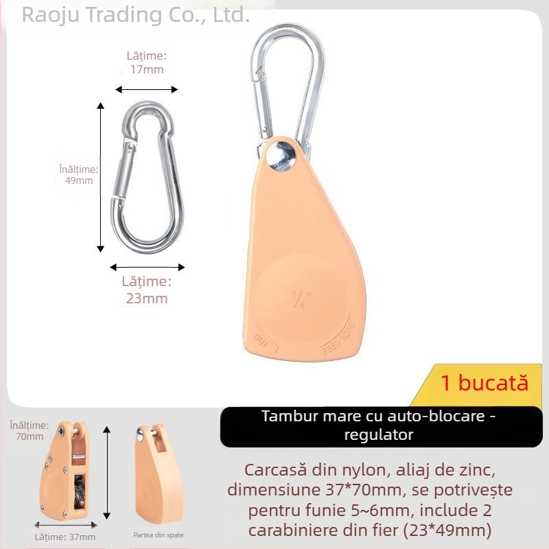 Rola de cablu pentru cort: tensiune și reglaj cu cârlig reflectorizant pentru camping în aer liber