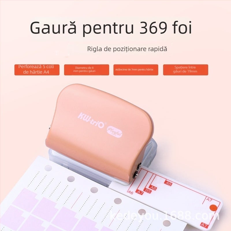 Perforator manual cu 3/6/9 găuri pentru foi, 5 mm diametru gaură, modelul 99H3, KW-TRIO, 200 g
