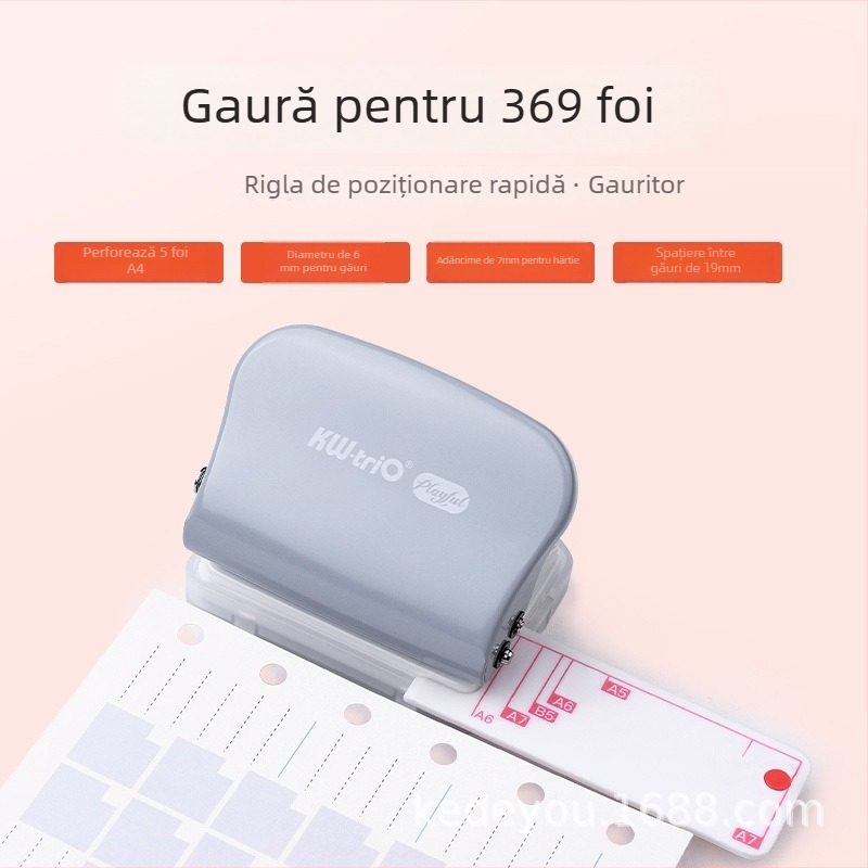 Perforator manual cu 3/6/9 găuri pentru foi, 5 mm diametru gaură, modelul 99H3, KW-TRIO, 200 g
