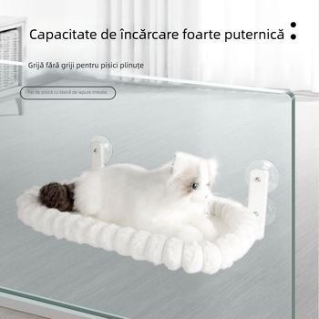 Hamac pliabil din pluș pentru pisici, pentru fereastră – ventuze puternice pentru agățare, utilizare în interior, pentru pisici, sezoane iarnă/primăvară/toamnă