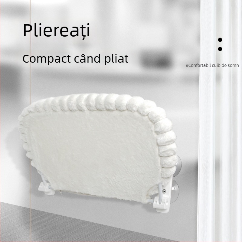 Hamac pliabil din pluș pentru pisici, pentru fereastră – ventuze puternice pentru agățare, utilizare în interior, pentru pisici, sezoane iarnă/primăvară/toamnă