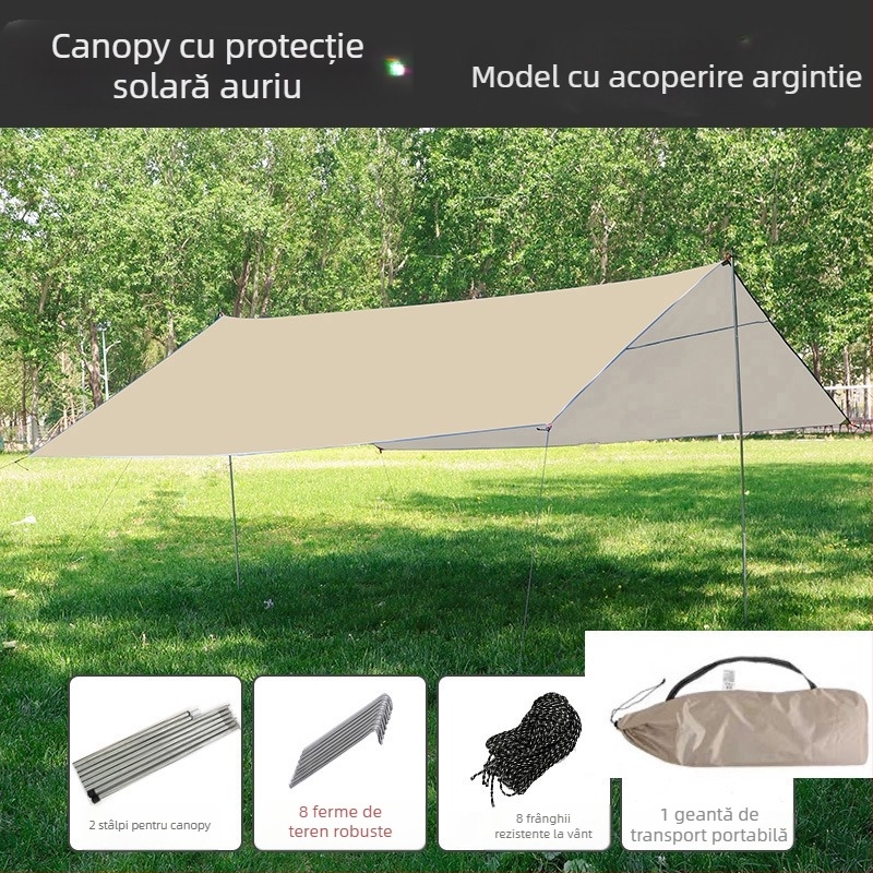 Canopy din Oxford, asamblare necesară, utilizare 4-sezoane, pentru 2–6 persoane, cadru metalic, țesătură exterioară impermeabilă 1500–2000 mm