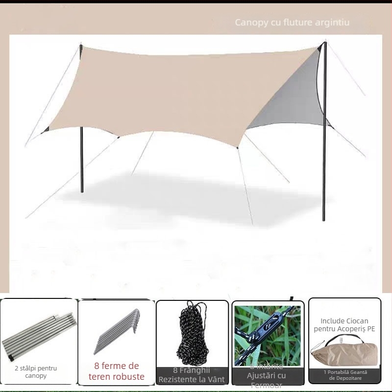 Canopy din Oxford, asamblare necesară, utilizare 4-sezoane, pentru 2–6 persoane, cadru metalic, țesătură exterioară impermeabilă 1500–2000 mm