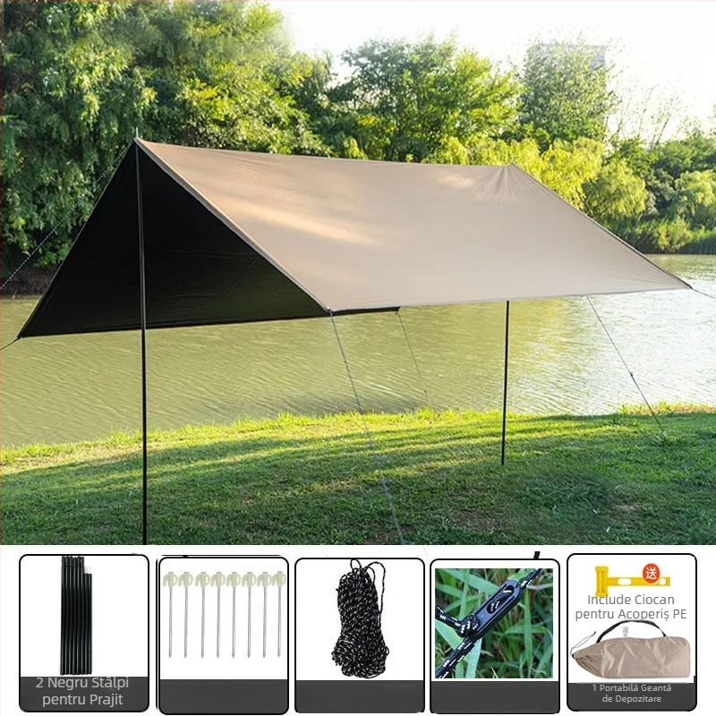 Canopy din Oxford, asamblare necesară, utilizare 4-sezoane, pentru 2–6 persoane, cadru metalic, țesătură exterioară impermeabilă 1500–2000 mm