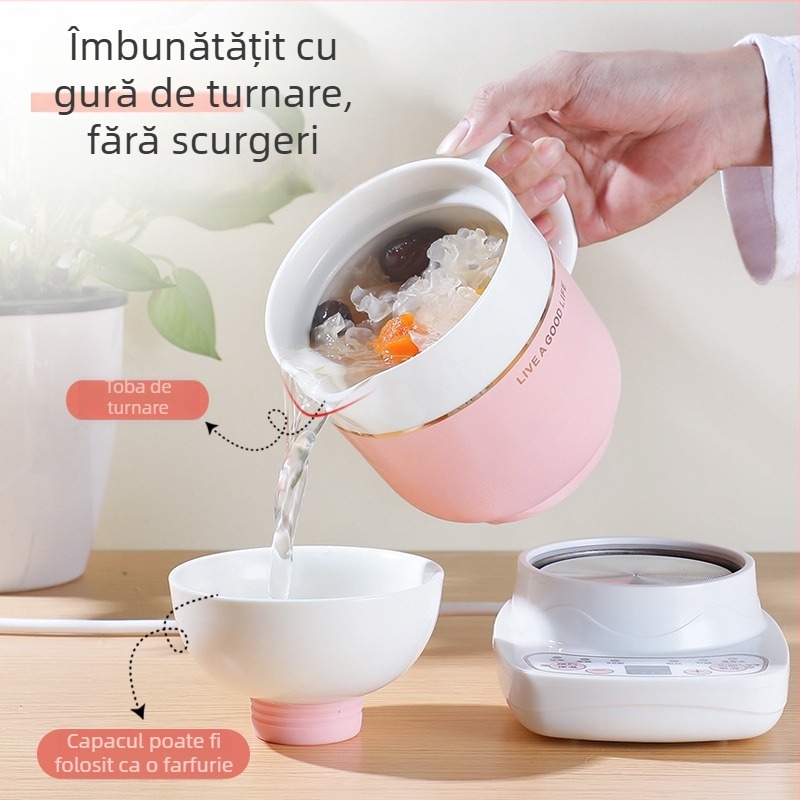 Cana electrică ceramică pentru sănătate, încălzire pe șasiu, 360W, capacitate 0,6–1,0L, protecție la supraîncălzire, 1–2 porții