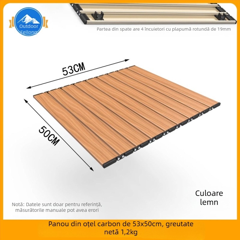Masă de camping pliabilă cu panou, cadru de susținere și grindă transversală din oțel carbon (seria corturi, marcă: Other, material: oțel carbon)