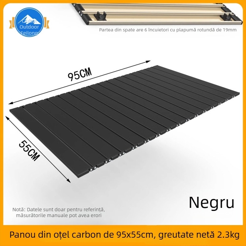Masă de camping pliabilă cu panou, cadru de susținere și grindă transversală din oțel carbon (seria corturi, marcă: Other, material: oțel carbon)