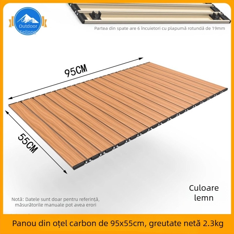 Masă de camping pliabilă cu panou, cadru de susținere și grindă transversală din oțel carbon (seria corturi, marcă: Other, material: oțel carbon)
