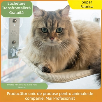 Hamac pentru pisici la fereastră – pluș imitând iepurele, Lexuan, potrivit pentru pisici