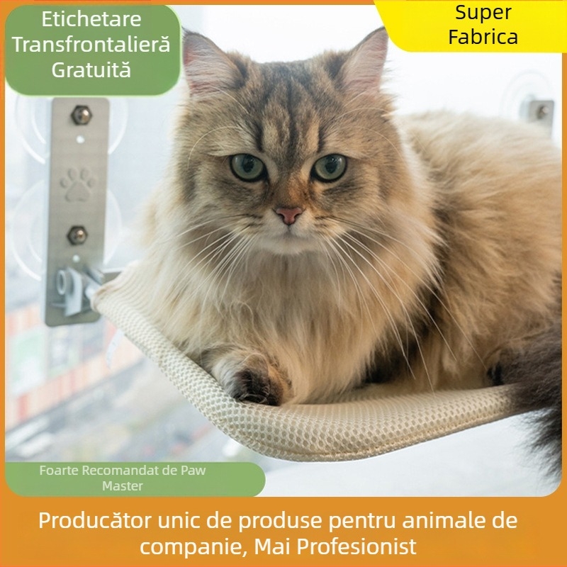 Hamac pentru pisici la fereastră – pluș imitând iepurele, Lexuan, potrivit pentru pisici