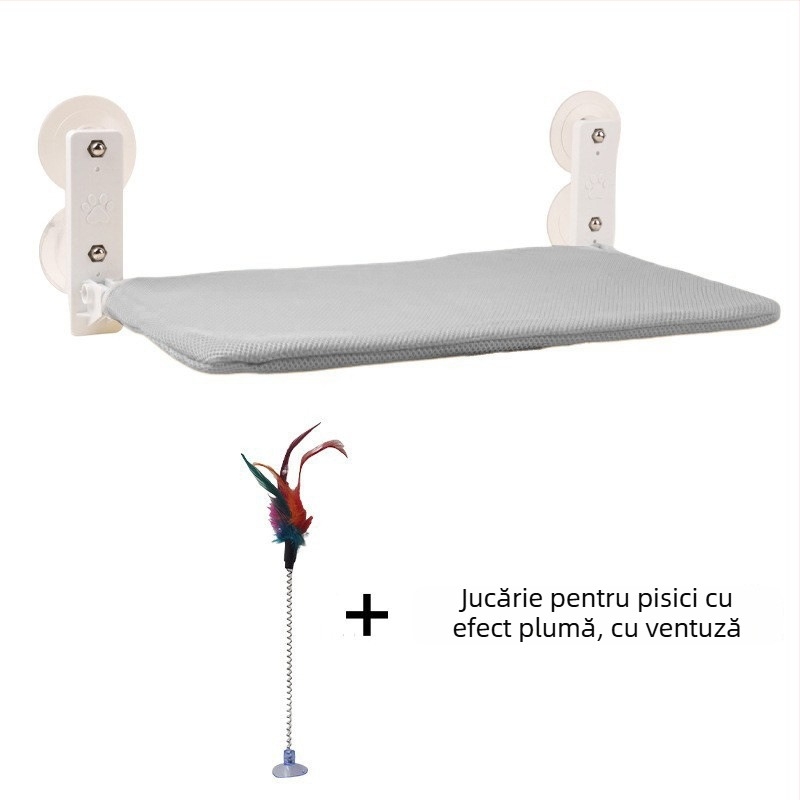 Hamac pentru pisici la fereastră – pluș imitând iepurele, Lexuan, potrivit pentru pisici