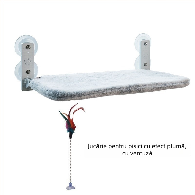 Hamac pentru pisici la fereastră – pluș imitând iepurele, Lexuan, potrivit pentru pisici