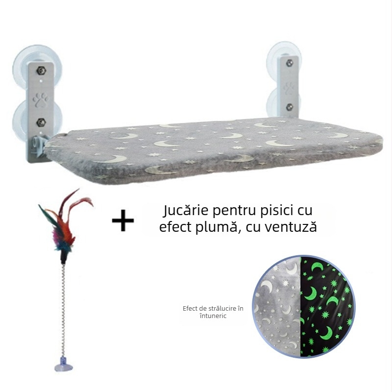 Hamac pentru pisici la fereastră – pluș imitând iepurele, Lexuan, potrivit pentru pisici