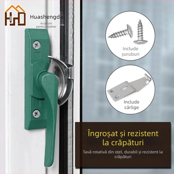 Cuplă cu cârlig în formă de semilună pentru uși și ferestre, din aliaj de aluminiu și oțel inoxidabil, pentru ferestre glisante, protecție pentru copii