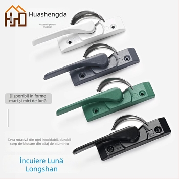 Cuplă cu cârlig în formă de semilună pentru uși și ferestre, din aliaj de aluminiu și oțel inoxidabil, pentru ferestre glisante, protecție pentru copii
