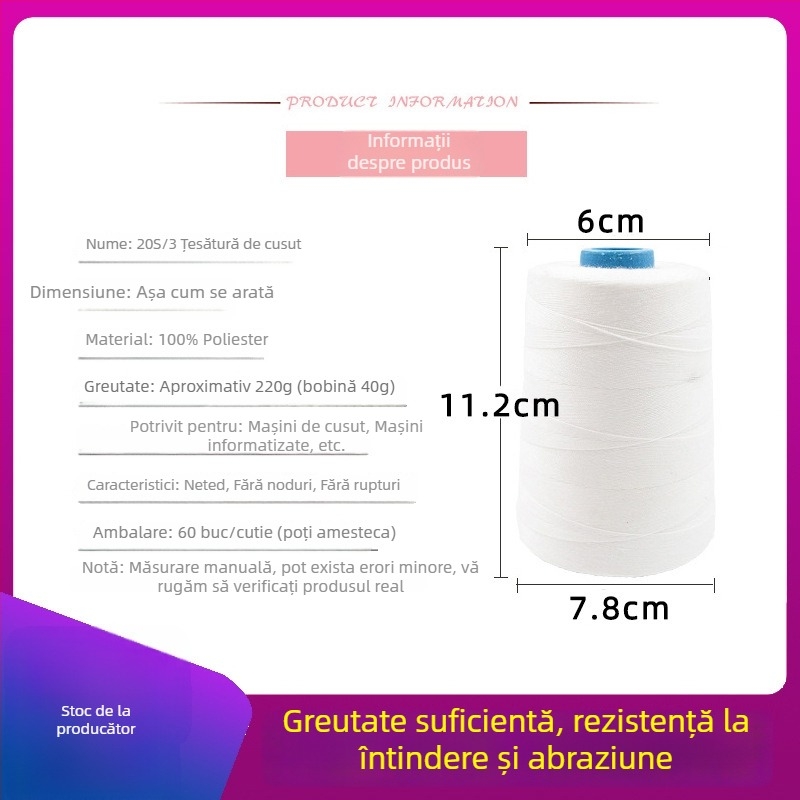 Ață de cusut 20S/2, poliester, origine Zhejiang, Extraordinary Garment Accessories