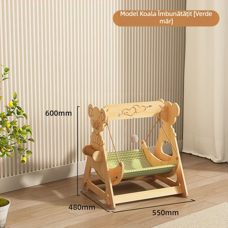 Cuib de pisică suspendat – pat hamac, din lemn, pentru toate anotimpurile, menține căldura