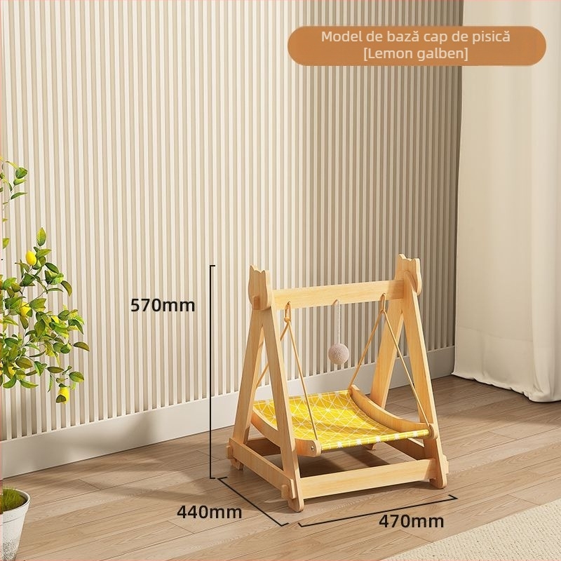 Cuib de pisică suspendat – pat hamac, din lemn, pentru toate anotimpurile, menține căldura