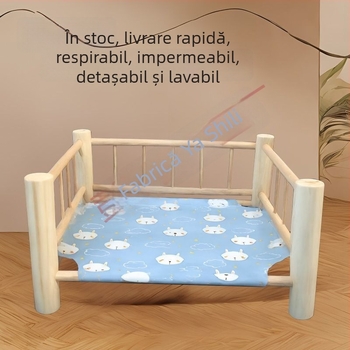 Pat din lemn pentru pisici, cu formă ovală, impermeabil și rezistent la umezeală, cu cuib deasupra solului, pentru toate sezoanele