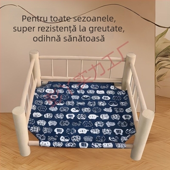 Pat din lemn pentru pisici, cu formă ovală, impermeabil și rezistent la umezeală, cu cuib deasupra solului, pentru toate sezoanele