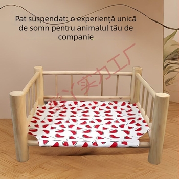 Pat din lemn pentru pisici, cu formă ovală, impermeabil și rezistent la umezeală, cu cuib deasupra solului, pentru toate sezoanele