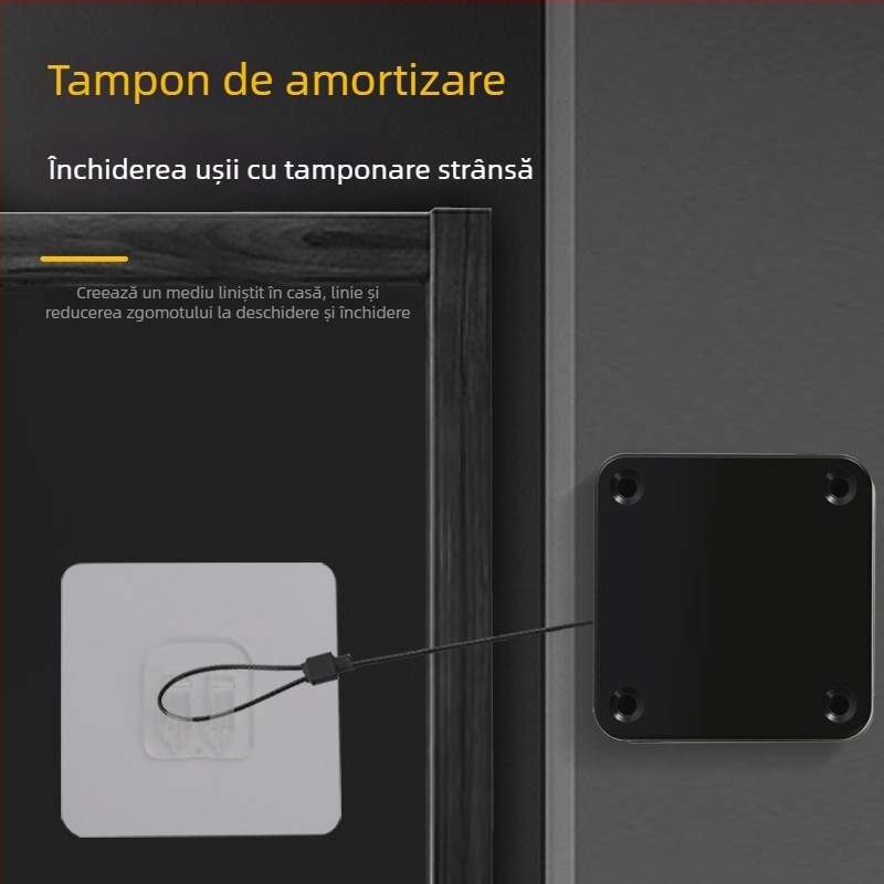 Închizător de uși fără găurire | plastic, revenire automată, stil modern minimalist, marcă Yuli