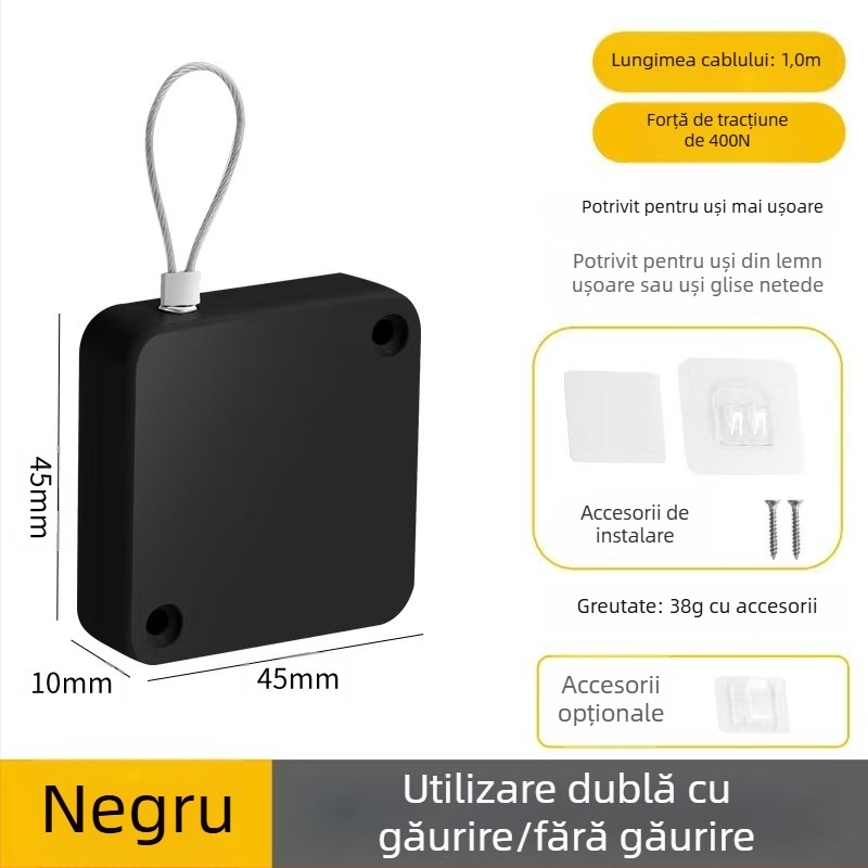 Închizător de uși fără găurire | plastic, revenire automată, stil modern minimalist, marcă Yuli