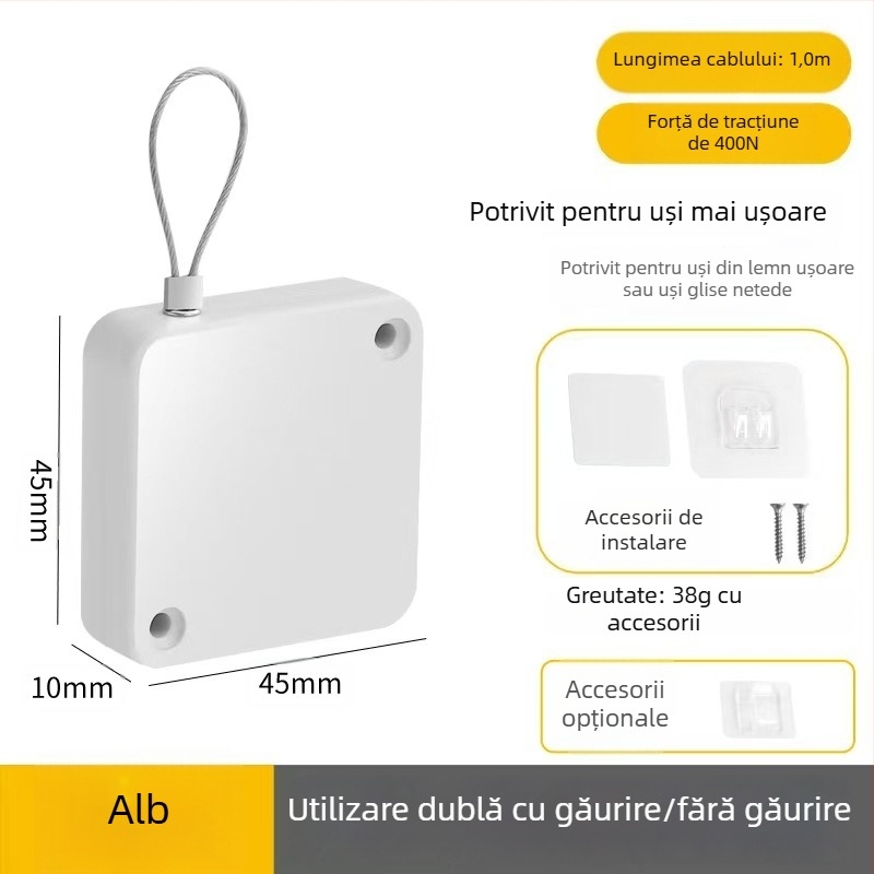 Închizător de uși fără găurire | plastic, revenire automată, stil modern minimalist, marcă Yuli