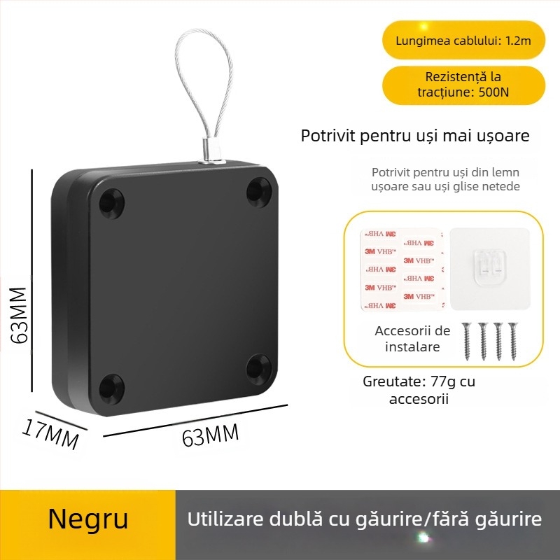 Închizător de uși fără găurire | plastic, revenire automată, stil modern minimalist, marcă Yuli