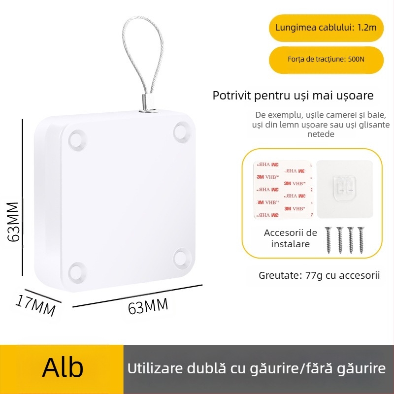 Închizător de uși fără găurire | plastic, revenire automată, stil modern minimalist, marcă Yuli