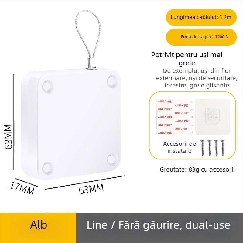 Închizător de uși fără găurire | plastic, revenire automată, stil modern minimalist, marcă Yuli