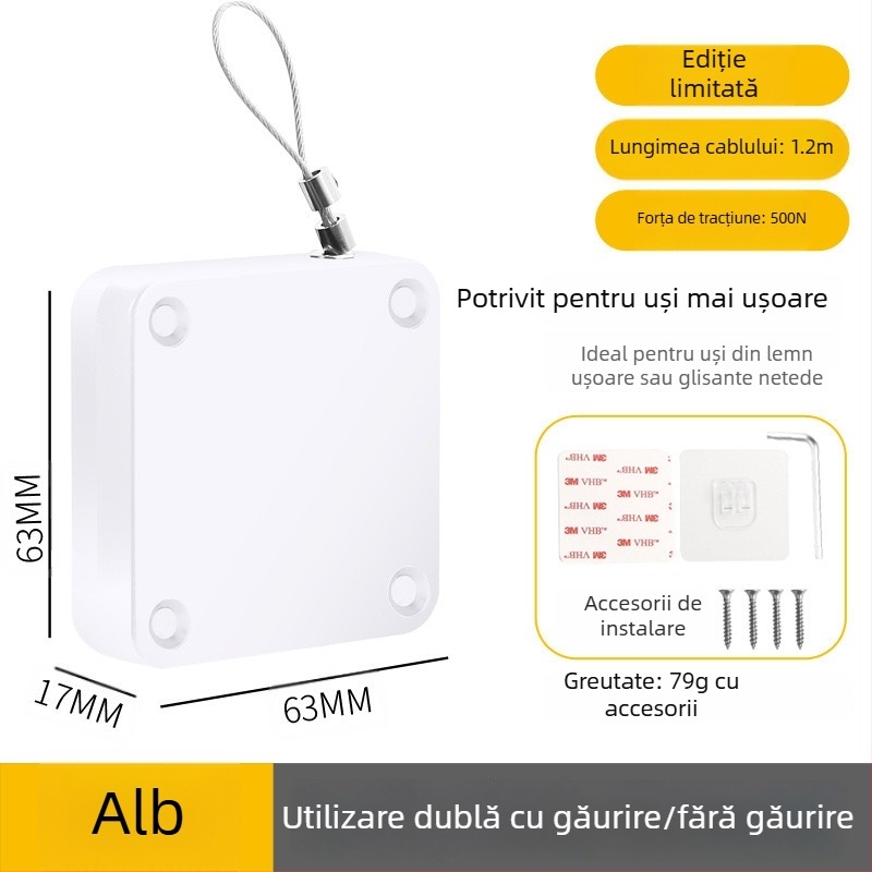 Închizător de uși fără găurire | plastic, revenire automată, stil modern minimalist, marcă Yuli