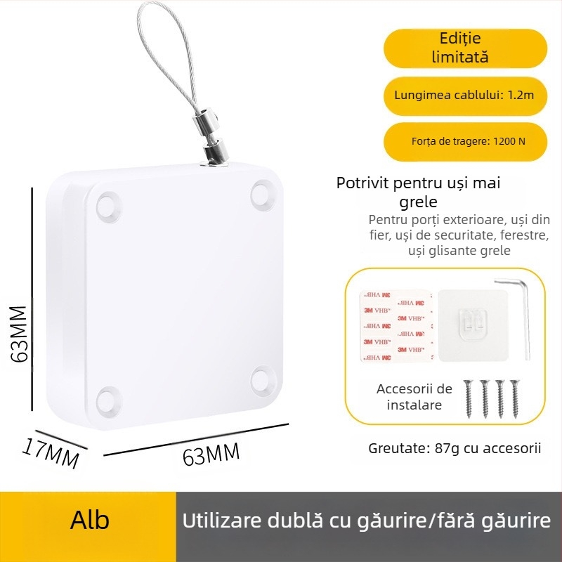 Închizător de uși fără găurire | plastic, revenire automată, stil modern minimalist, marcă Yuli
