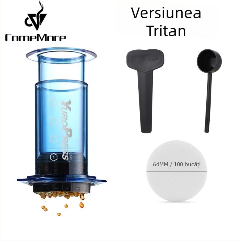 ComeMore Aparat de cafea manual portabil, corp Tritan, infuzie sub presiune, pentru utilizare în aer liber