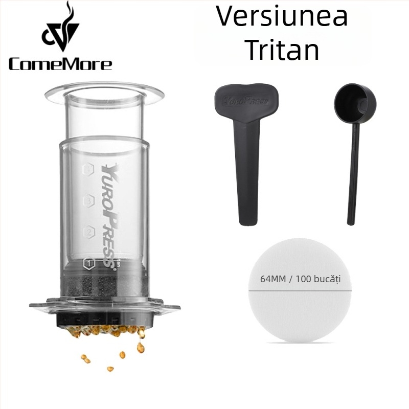 ComeMore Aparat de cafea manual portabil, corp Tritan, infuzie sub presiune, pentru utilizare în aer liber