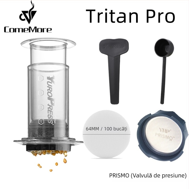 ComeMore Aparat de cafea manual portabil, corp Tritan, infuzie sub presiune, pentru utilizare în aer liber