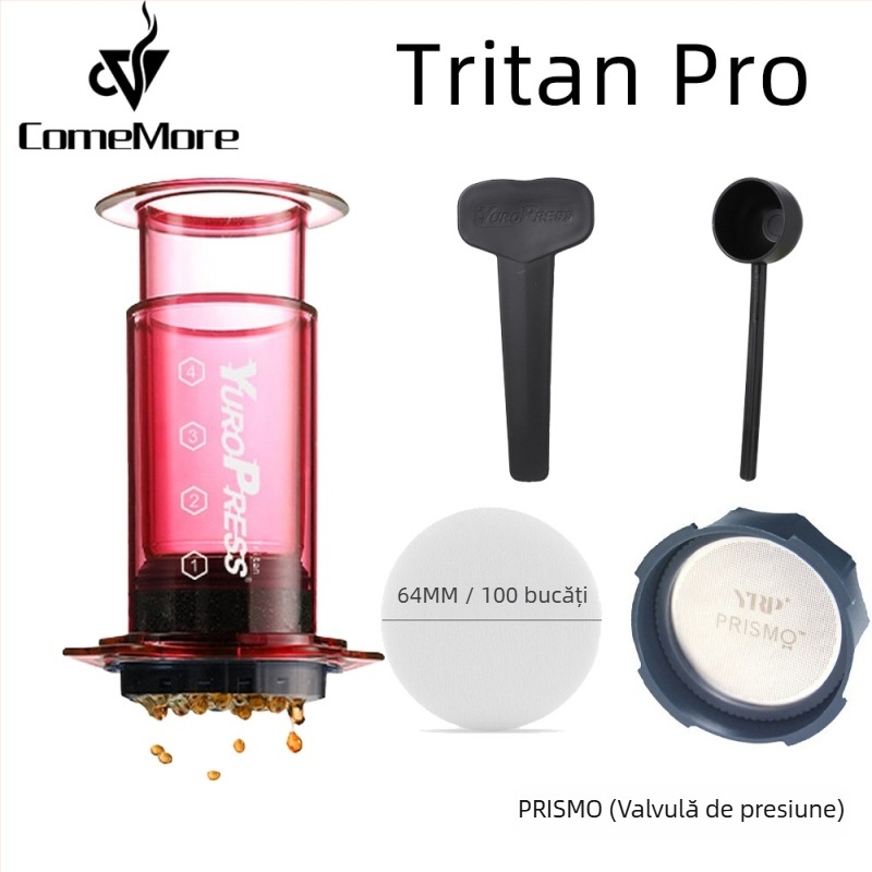 ComeMore Aparat de cafea manual portabil, corp Tritan, infuzie sub presiune, pentru utilizare în aer liber
