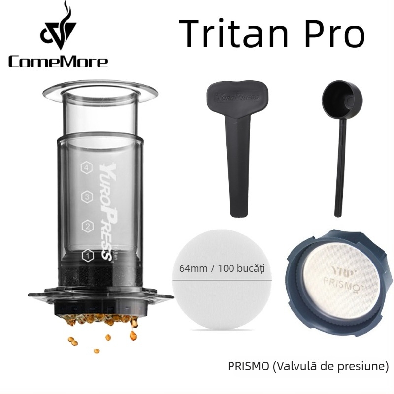 ComeMore Aparat de cafea manual portabil, corp Tritan, infuzie sub presiune, pentru utilizare în aer liber