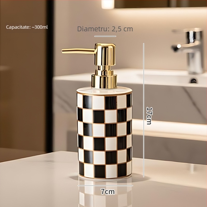 Set baie din porțelan, 2 piese: dispenser de săpun și sticluță de loțiune; imprimare logo disponibilă; personalizabil