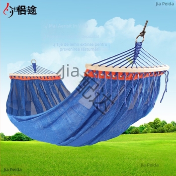 Hamac exterior din plasă respirabilă pentru camping, fără suport; materialul feței: bumbac/nylon.