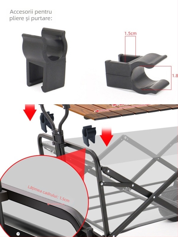 Accesorii pentru camper pentru seria de corturi și canopy — Buzunar textil, Egg Roll Table, Cataramă, Mâner de tragere, Țeavă de împingere; Material: Plastice de inginerie