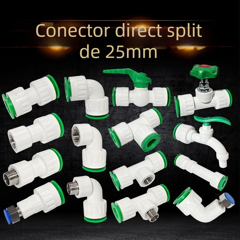 Fitingi inline PPR/PE cu debit mare, conectare rapidă, ventil globă și ventil cu bilă, model 003, grosime perete 3 mm, calitate superioară