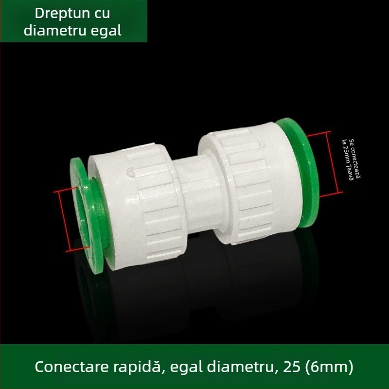 Fitingi inline PPR/PE cu debit mare, conectare rapidă, ventil globă și ventil cu bilă, model 003, grosime perete 3 mm, calitate superioară