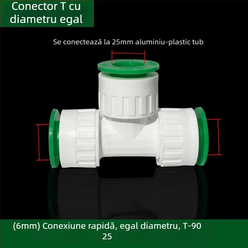 Fitingi inline PPR/PE cu debit mare, conectare rapidă, ventil globă și ventil cu bilă, model 003, grosime perete 3 mm, calitate superioară