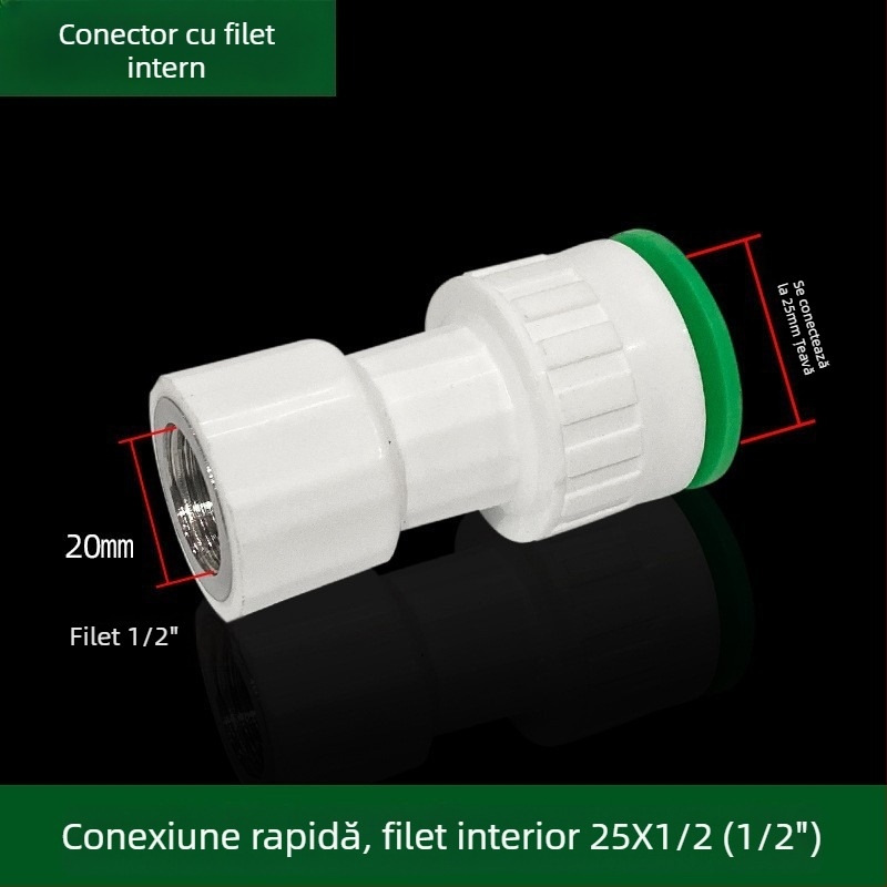 Fitingi inline PPR/PE cu debit mare, conectare rapidă, ventil globă și ventil cu bilă, model 003, grosime perete 3 mm, calitate superioară