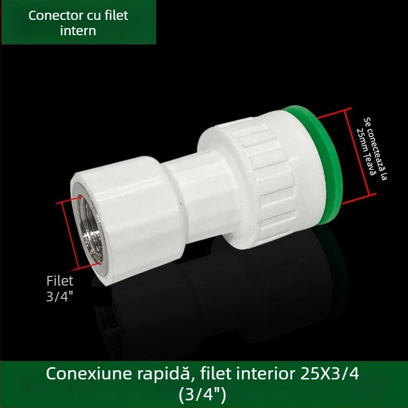 Fitingi inline PPR/PE cu debit mare, conectare rapidă, ventil globă și ventil cu bilă, model 003, grosime perete 3 mm, calitate superioară