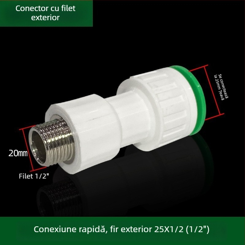 Fitingi inline PPR/PE cu debit mare, conectare rapidă, ventil globă și ventil cu bilă, model 003, grosime perete 3 mm, calitate superioară