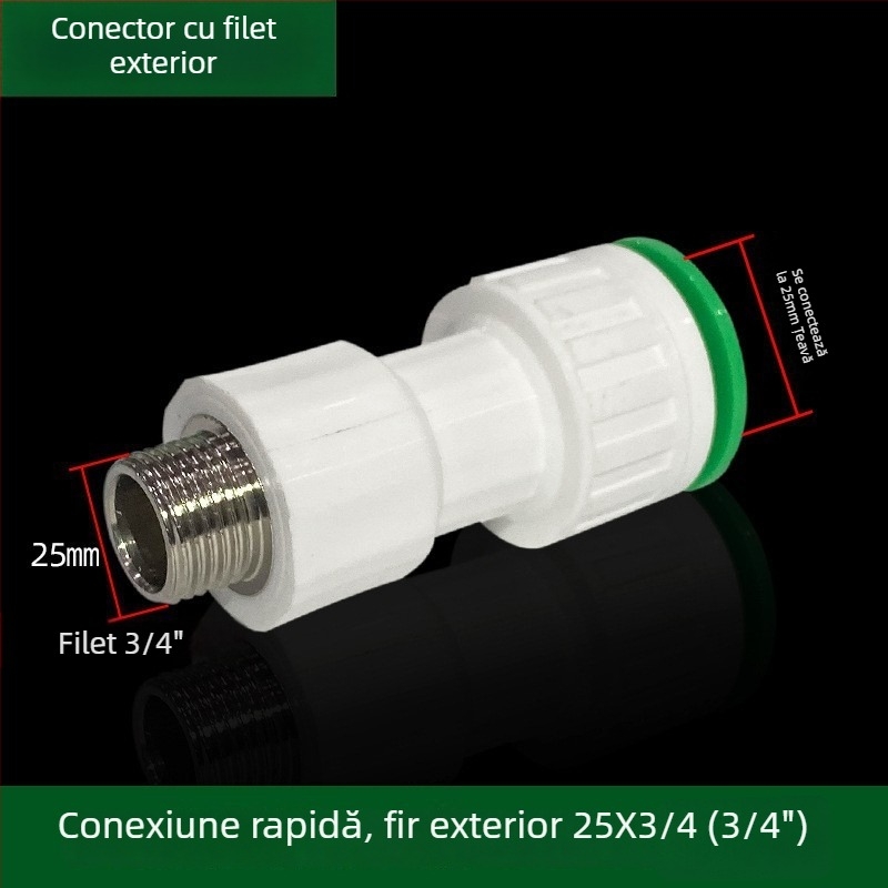 Fitingi inline PPR/PE cu debit mare, conectare rapidă, ventil globă și ventil cu bilă, model 003, grosime perete 3 mm, calitate superioară