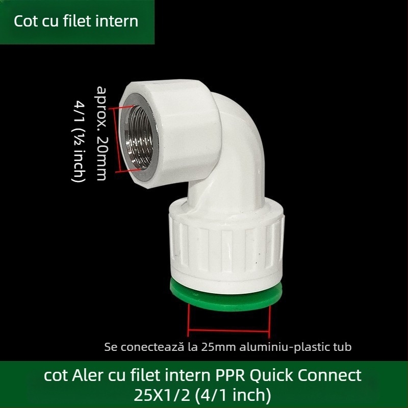 Fitingi inline PPR/PE cu debit mare, conectare rapidă, ventil globă și ventil cu bilă, model 003, grosime perete 3 mm, calitate superioară