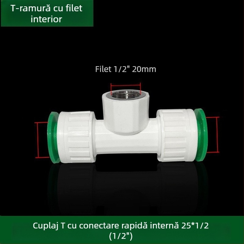 Fitingi inline PPR/PE cu debit mare, conectare rapidă, ventil globă și ventil cu bilă, model 003, grosime perete 3 mm, calitate superioară